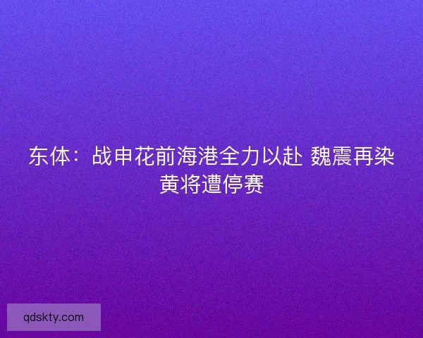 东体:战申花前海港全力以赴 魏震再染黄将遭停赛 东体:战申花前海港全力以赴 魏震再染黄将遭停赛