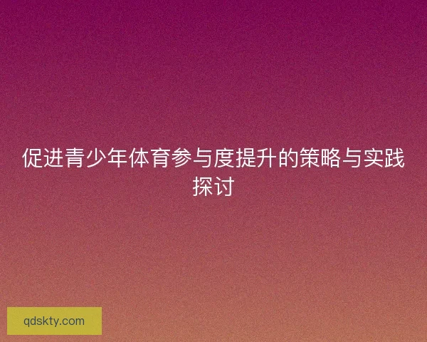促进青少年体育参与度提升的策略与实践探讨