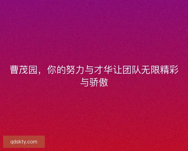 曹茂园，你的努力与才华让团队无限精彩与骄傲